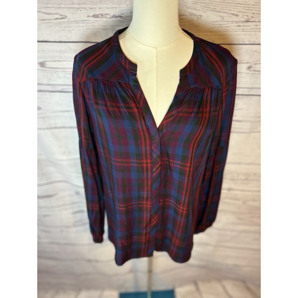 Cabi Red Plaid Rayon Blouse - Women's Regular Size S - Picture 2 of 8